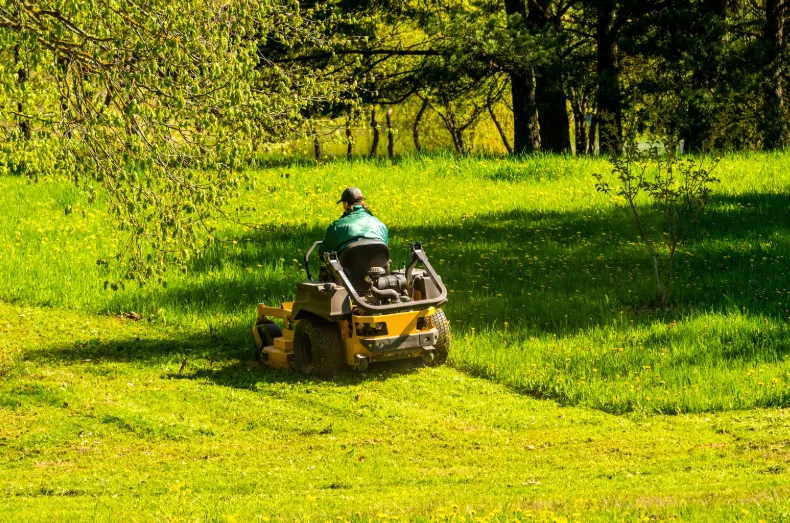 PHM medarbetare klipper gräs med gräsklippare